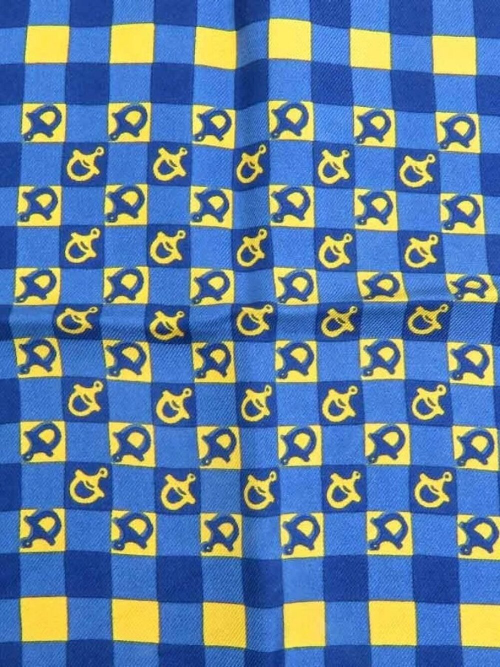 GUCCI Handkerchief Scarf Navy/Yellow Silk